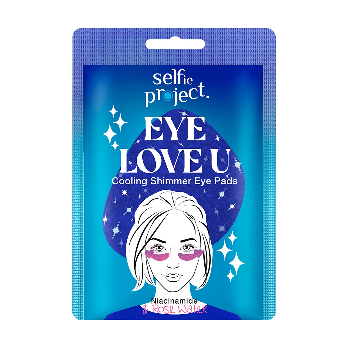 Патчі для шкіри навколо очей Selfie Project Eye Love U Cooling Shimmer Pink Eye Pads з ніацинамідом та трояндовою водою, 2 шт